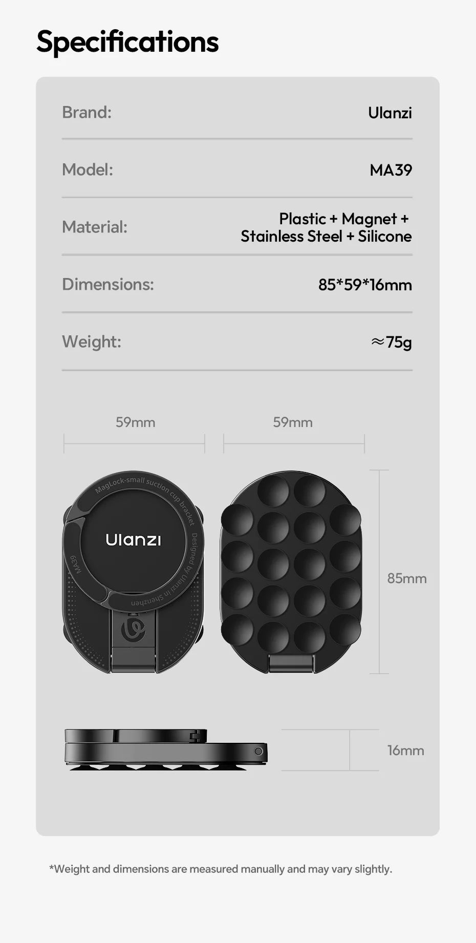 Ulanzi Phone Holder with MagLock and Suction Cup