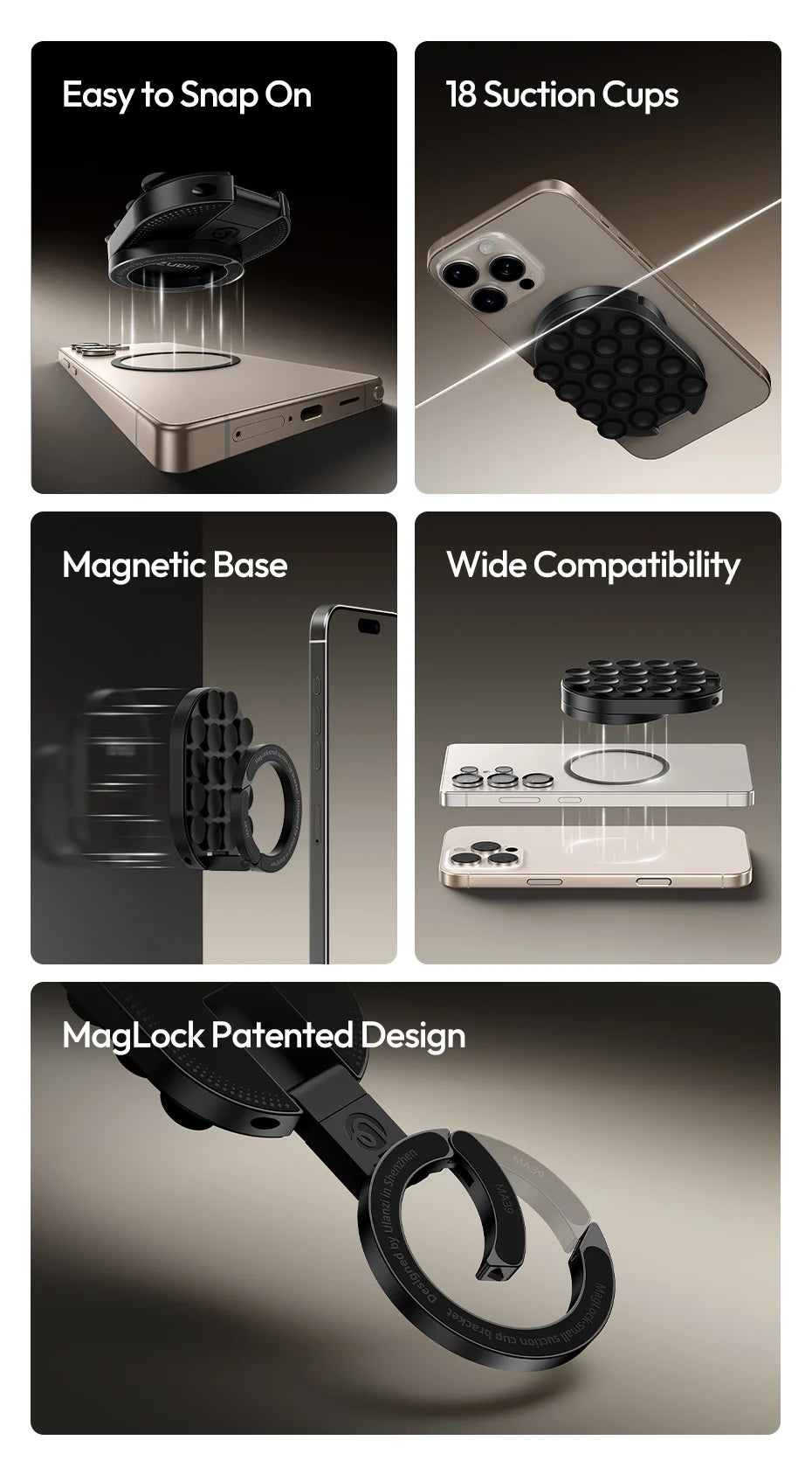 Ulanzi Phone Holder with MagLock and Suction Cup